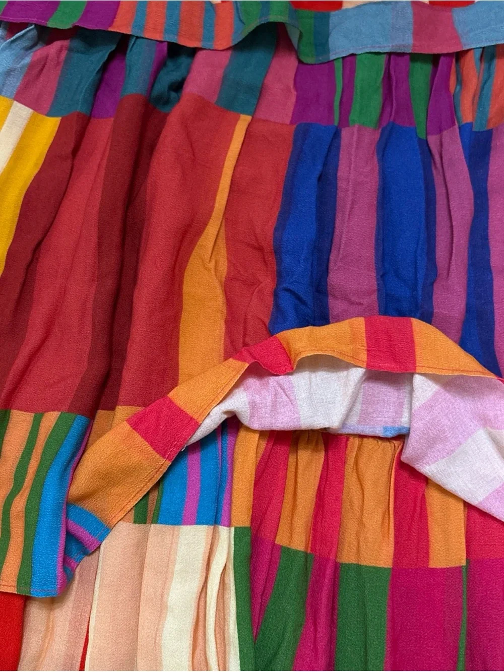 FARM Rio Sunset Stripes Tiered Layer Midi Skirt Size Large - Picture 4 of 7